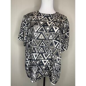 Anna and Frank Silk Geometric Blouse Triangular Top Sz Large